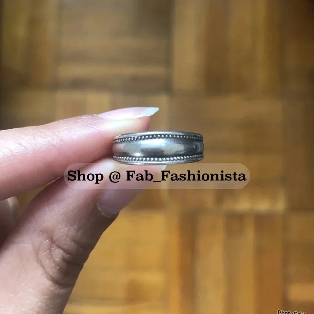 Sterling Silver Beaded Adjustable Ring - image 1